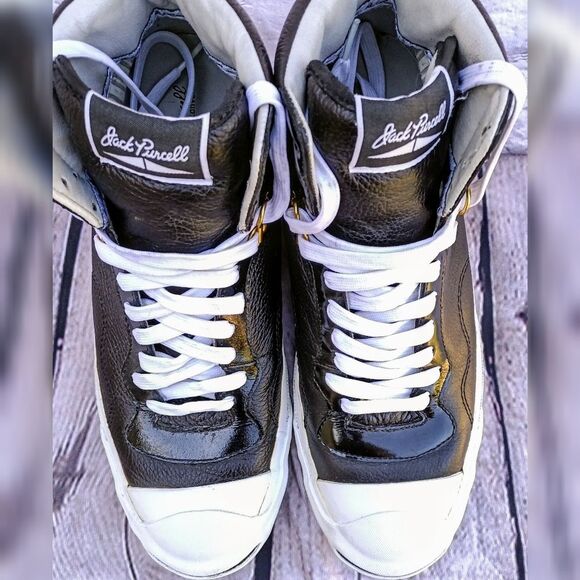Converse Jack Purcell black/white leather high top - Picture 3 of 12